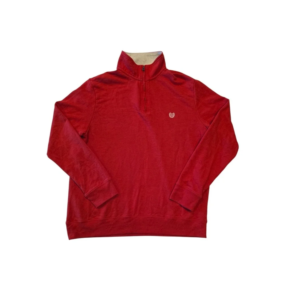 Chaps Ralph Lauren 1/4 Zip Pullover Heathered Red Sweater Mens XL Cotton Blend